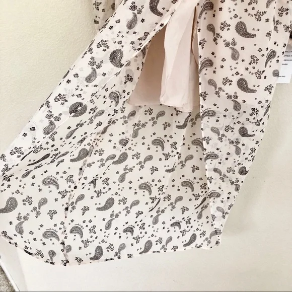 FOR LOVE & LEMONS Sand Paisley Long Sleeve Midi Dress in White